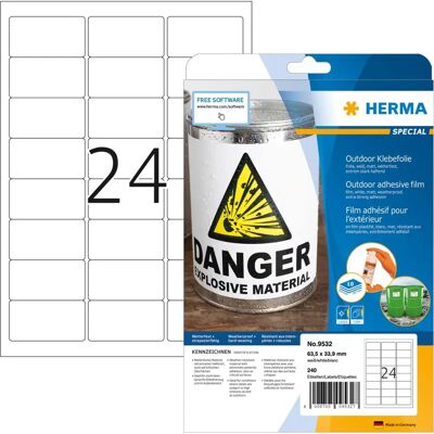 Herma 9532 Weiß Outdoor Wetterfeste Etiketten - Druckerlabel Herma 9532 Weiß Outdoor Wetterfeste Etiketten - Druckerlabel