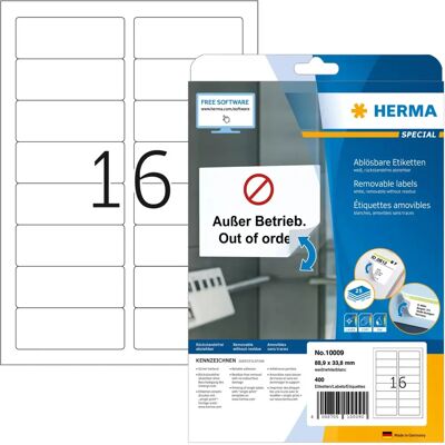 Herma 10009 Etichette Autoadesive - 400 pezzi Herma 10009 Etichette Autoadesive - 400 pezzi