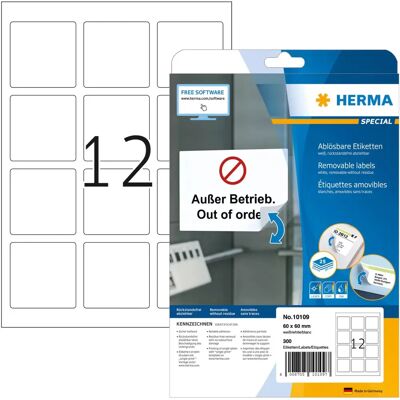 Herma Model 10109 White Square Round Self-Adhesive Labels - Labels Herma Model 10109 White Square Round Self-Adhesive Labels - Labels