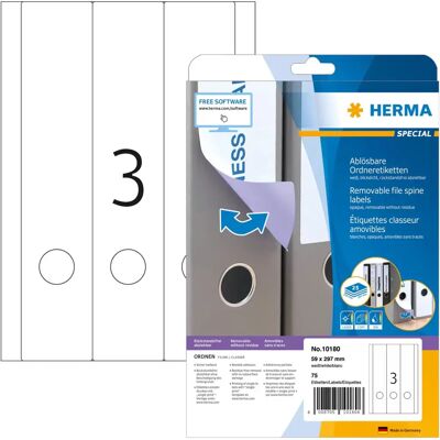 Herma Etichette Rimovibili per Spine di File A4 - 25 Pezzi Herma Etichette Rimovibili per Spine di File A4 - 25 Pezzi