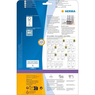 Herma 10185 Etichetta per stampante - Etichette rimovibili per spine di file - A4 Herma 10185 Etichetta per stampante - Etichette rimovibili per spine di file - A4