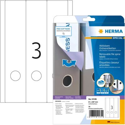 Herma 10185 Druckeretikett - Abnehmbare Ordneretiketten - A4 Herma 10185 Druckeretikett - Abnehmbare Ordneretiketten - A4