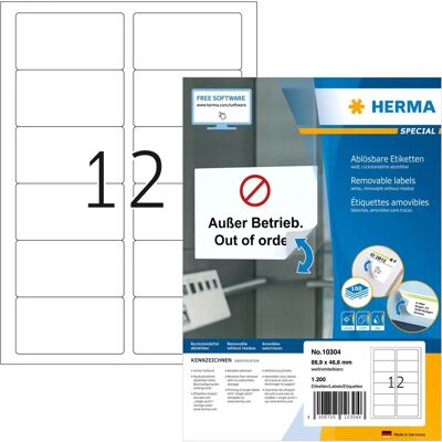 Herma 10304 Étiquette d'imprimante - Étiquettes blanches amovibles auto-adhésives Herma 10304 Étiquette d'imprimante - Étiquettes blanches amovibles auto-adhésives