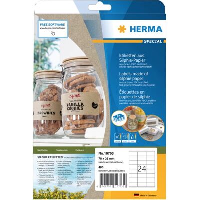 Herma Modell 10753 Selbstklebende Braune Rechteck Etiketten - Selbstklebende Labels Herma Modell 10753 Selbstklebende Braune Rechteck Etiketten - Selbstklebende Labels