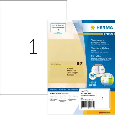 Herma 10783 skrivarmärke - Självhäftande, Vattenavvisande, Matt, A4 Herma 10783 skrivarmärke - Självhäftande, Vattenavvisande, Matt, A4