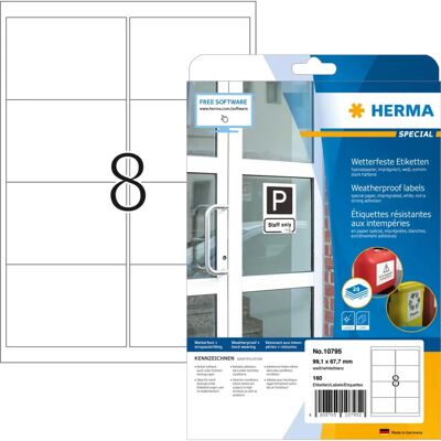Étiquette auto-adhésive blanche Herma 10795 - Résistante aux intempéries Étiquette auto-adhésive blanche Herma 10795 - Résistante aux intempéries