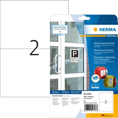 Étiquettes autoadhésives Herma 10797 - Rectangle, Blanc, 40 pcs Étiquettes autoadhésives Herma 10797 - Rectangle, Blanc, 40 pcs