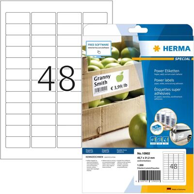 Herma 10902 Etichette Potenza - Autoadesive 45,7x21,2mm, Confezione 1200 Herma 10902 Etichette Potenza - Autoadesive 45,7x21,2mm, Confezione 1200