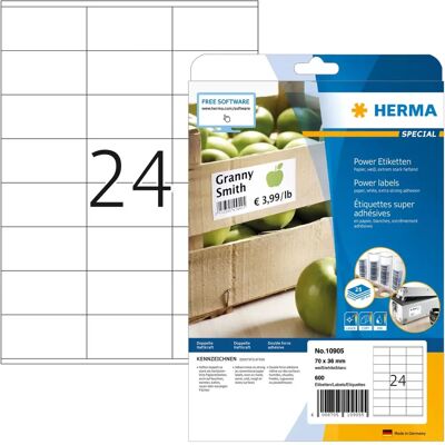 Herma 10905 Universal Printer Labels - Self-Adhesive, 600 Pack Herma 10905 Universal Printer Labels - Self-Adhesive, 600 Pack