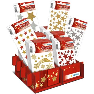 Herma Weihnachts-Sticker - Glitter Sterne, 6 Motive, Display Herma Weihnachts-Sticker - Glitter Sterne, 6 Motive, Display