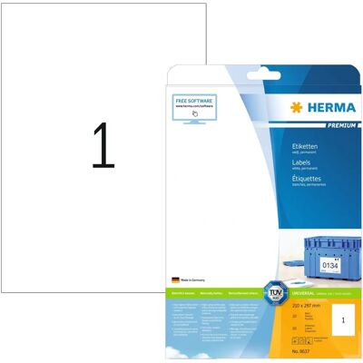 HERMA 8637 Etiquetas - 210x297mm Blanco - 10 Hojas HERMA 8637 Etiquetas - 210x297mm Blanco - 10 Hojas