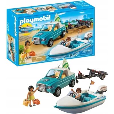Playmobil Mini-Pickup Surfer e lancha rápida - Brinquedo Playmobil Mini-Pickup Surfer e lancha rápida - Brinquedo