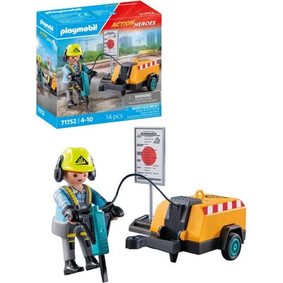 Playmobil Playset - Action Hero Construction Worker Playmobil Playset - Action Hero Construction Worker