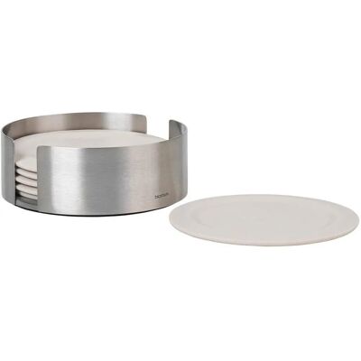 Blomus B64065 - 6er Untersetzer-Set - Edelstahl, Krem, Rund Blomus B64065 - 6er Untersetzer-Set - Edelstahl, Krem, Rund