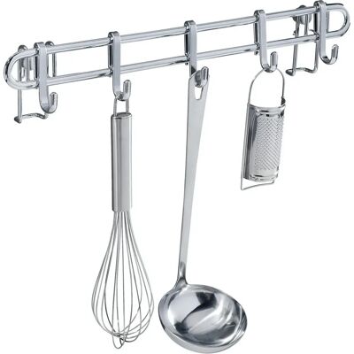 WENKO Stainless Steel Wall Rack with 5 Hooks - Kitchen & Bathroom Organizer WENKO Stainless Steel Wall Rack with 5 Hooks - Kitchen & Bathroom Organizer