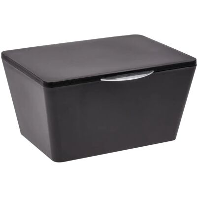 Wenko Aufbewahrungsbox mit Deckel - Schwarz - Badezimmer Organizer - 19x10x15,5cm Wenko Aufbewahrungsbox mit Deckel - Schwarz - Badezimmer Organizer - 19x10x15,5cm