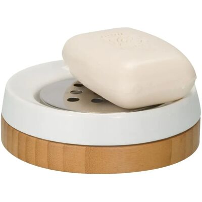 WENKO Bambus Seifenschale - Keramik, Holz, Metall - Modernes Badezimmer-Accessoire WENKO Bambus Seifenschale - Keramik, Holz, Metall - Modernes Badezimmer-Accessoire