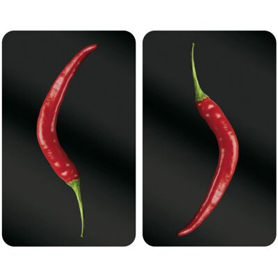 WENKO Tagliere Hot Peperoni - Vetro Temperato, Nero/Rosso - Universale WENKO Tagliere Hot Peperoni - Vetro Temperato, Nero/Rosso - Universale