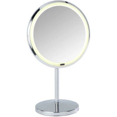 WENKO Onno Make-up Spiegel Silber - 16,5cm Vergrößerung - LED Licht - Standspiegel - Badezimmerdeko WENKO Onno Make-up Spiegel Silber - 16,5cm Vergrößerung - LED Licht - Standspiegel - Badezimmerdeko