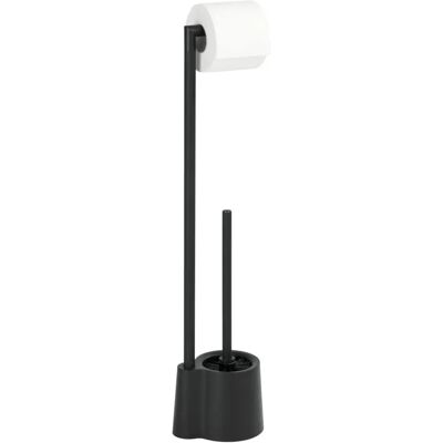 WENKO Avola Toilet Accessory Set - Black, Stainless Steel, 2-in-1 WENKO Avola Toilet Accessory Set - Black, Stainless Steel, 2-in-1