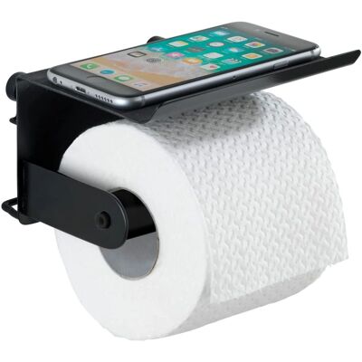 WENKO Classic Plus Schwarzer Toilettenpapierhalter mit Ablage WENKO Classic Plus Schwarzer Toilettenpapierhalter mit Ablage