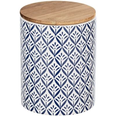 WENKO Lorca Boîte de Rangement - Céramique, Bambou, Bleu & Blanc - Publicité WENKO Lorca Boîte de Rangement - Céramique, Bambou, Bleu & Blanc - Publicité