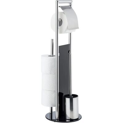 Wenko - Edelstahl WC-Rollenhalter mit Bürste - Schwarz Wenko - Edelstahl WC-Rollenhalter mit Bürste - Schwarz