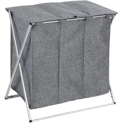 Panier à linge WENKO Trio Gris - 3 Compartiments, 120L, Pliable - Publicité Panier à linge WENKO Trio Gris - 3 Compartiments, 120L, Pliable - Publicité
