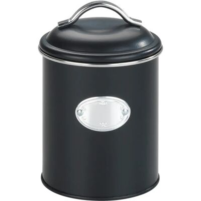 Wenko - Contenitore in metallo con coperchio e etichetta - Nero - Conservazione alimenti Wenko - Contenitore in metallo con coperchio e etichetta - Nero - Conservazione alimenti