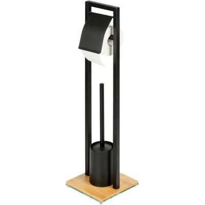 WENKO Bambusa Cepillo y Soporte para WC - Acero Negro, 72.5cm WENKO Bambusa Cepillo y Soporte para WC - Acero Negro, 72.5cm