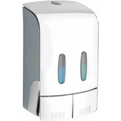 WENKO Distributore di sapone argento - 2x480ml da parete WENKO Distributore di sapone argento - 2x480ml da parete