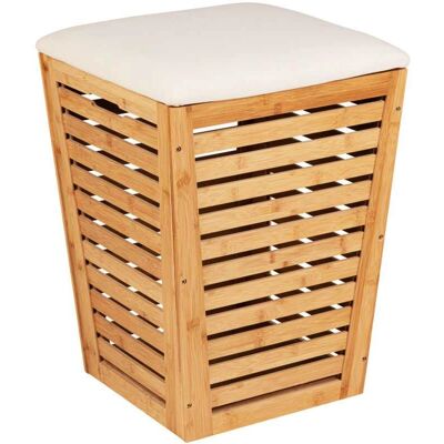 Panier à linge Bambusa WENKO - Conique 55L Bambou avec Siège Panier à linge Bambusa WENKO - Conique 55L Bambou avec Siège