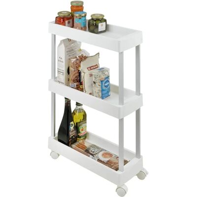 Wenko Mino Weiß Trolley - 3 Regale, 4 Räder, 18x80x45 cm - Stauraum Wenko Mino Weiß Trolley - 3 Regale, 4 Räder, 18x80x45 cm - Stauraum