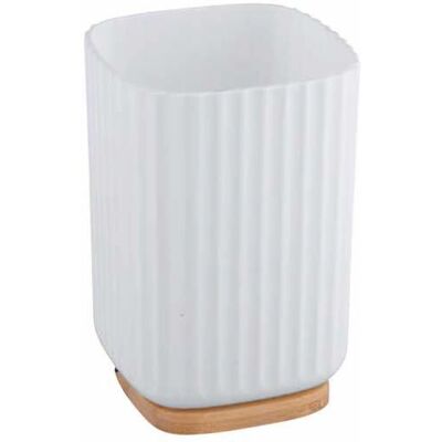 WENKO Rotello Blanc, Porte-brosses à Dents en Bois - Support à brosses WENKO Rotello Blanc, Porte-brosses à Dents en Bois - Support à brosses