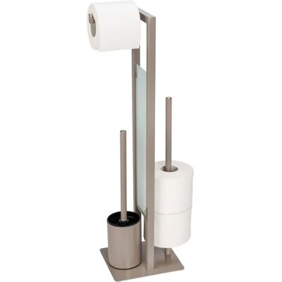 Set toaletă 3-in-1 Rivalta Taupe - Perie, suport hârtie, suport role rezerve Set toaletă 3-in-1 Rivalta Taupe - Perie, suport hârtie, suport role rezerve