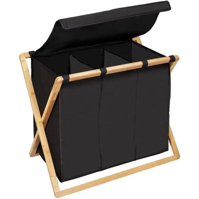 WENKO Trio Ecori Organizzatore di Lavanderia - 93L, Nero & Naturale WENKO Trio Ecori Organizzatore di Lavanderia - 93L, Nero & Naturale