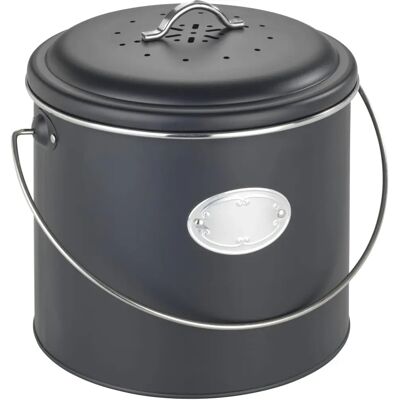 WENKO Nero Coș de gunoi pentru bucătărie - 6L, Negru, Design Retro WENKO Nero Coș de gunoi pentru bucătărie - 6L, Negru, Design Retro