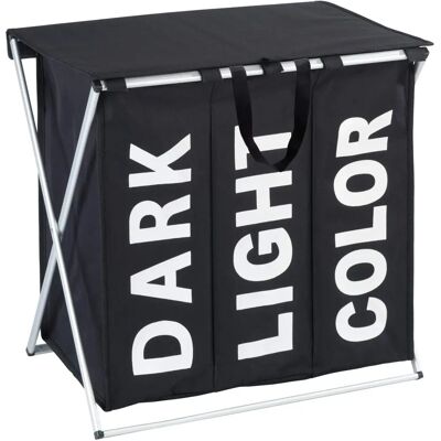 WENKO Trio Top Organizzatore di Bucato - 118L, Nero, Alluminio, Poliestere WENKO Trio Top Organizzatore di Bucato - 118L, Nero, Alluminio, Poliestere