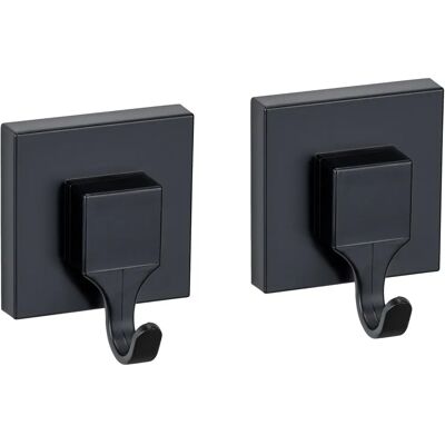 WENKO Vakuum-Klebhaken Quadro - Schwarz - 2er Set WENKO Vakuum-Klebhaken Quadro - Schwarz - 2er Set