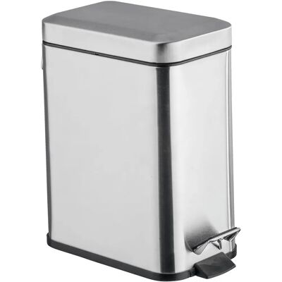 WENKO Quadratischer Mülleimer - 5L, Edelstahl, Pedal-Betrieb WENKO Quadratischer Mülleimer - 5L, Edelstahl, Pedal-Betrieb