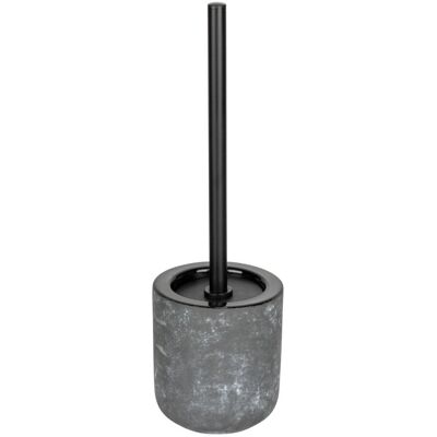 WENKO Sacile Toilet brush & holder - Toilet set: WENKO ceramic toilet set in stylish concrete look, free-standing design for modern bathroom design, includes black toilet brush made of stainless steel WENKO Sacile Toilet brush & holder - Toilet set: WENKO ceramic toilet set in stylish concrete look, free-standing design for modern bathroom design, includes black toilet brush made of stainless steel