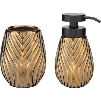 WENKO Idro Gold Keramik Badaccessoire-Set - Luxus, Strukturiert, Gold WENKO Idro Gold Keramik Badaccessoire-Set - Luxus, Strukturiert, Gold