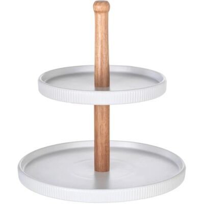 WENKO Refia Keramik, Holz Weiß, Holz Runde Servierständer - Servierständer WENKO Refia Keramik, Holz Weiß, Holz Runde Servierständer - Servierständer