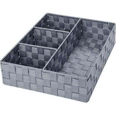 WENKO Cestino lavanderia - Polipropilene, Grigio, 32x10x32 cm WENKO Cestino lavanderia - Polipropilene, Grigio, 32x10x32 cm