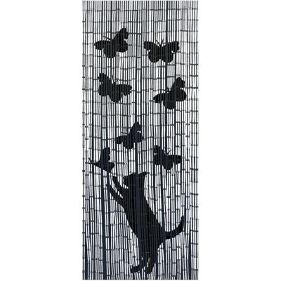 WENKO Bambus Türvorhang mit Katze & Schmetterling - Schwarz - 90x200cm WENKO Bambus Türvorhang mit Katze & Schmetterling - Schwarz - 90x200cm
