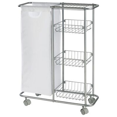 Estante de utilidad WENKO - Carrito metálico gris de 3 niveles Estante de utilidad WENKO - Carrito metálico gris de 3 niveles