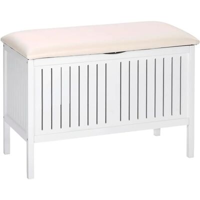 Banco de almacenamiento WENKO Oslo - Blanco, 78x55x39cm Banco de almacenamiento WENKO Oslo - Blanco, 78x55x39cm