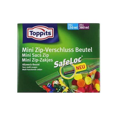 Toppits Mini Zip-Beutel - 150ml & 380ml - 40 stk Toppits Mini Zip-Beutel - 150ml & 380ml - 40 stk