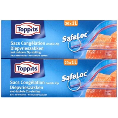 Toppits Toppits Safeloc Zip-Vrieszakken - 1L - Voedselopslag zakken Toppits Toppits Safeloc Zip-Vrieszakken - 1L - Voedselopslag zakken