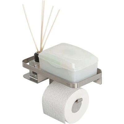 Support Papier Toilette Tiger Caddy avec Étagère - Accessoire Salle de Bain en Acier Inoxydable Support Papier Toilette Tiger Caddy avec Étagère - Accessoire Salle de Bain en Acier Inoxydable